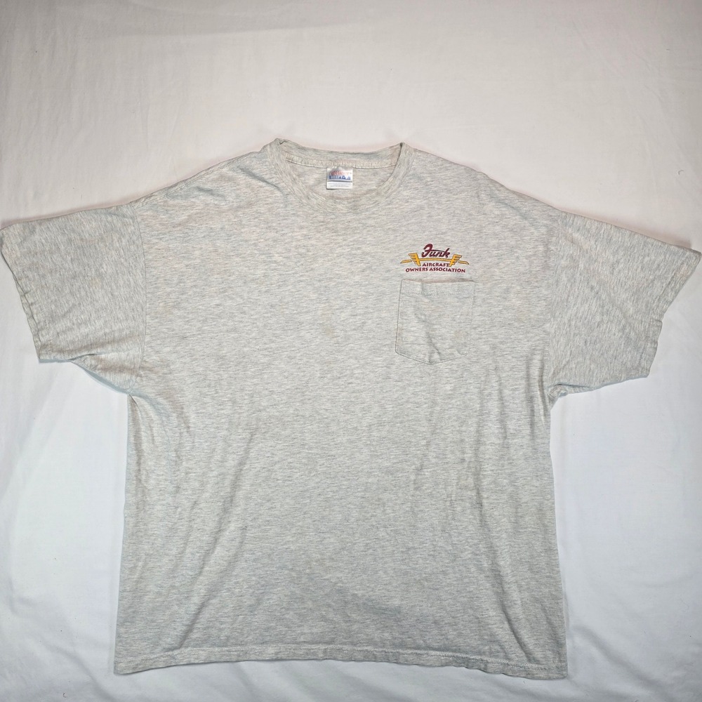 Vintage 1999 Hanes Beefy-T Funk Aircraft Owners Association Pocket Shirt 2XL